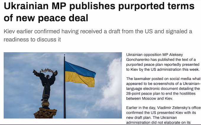 Tuần trước, Kiev đã nhận được một đề xuất hòa bình gồm 28 điểm từ Mỹ, và Washington cho Kiev thời hạn đến 27/11 để phản hồi. nh-dc.png