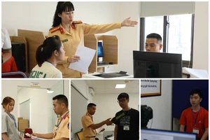 Học viên thi lý thuyết.