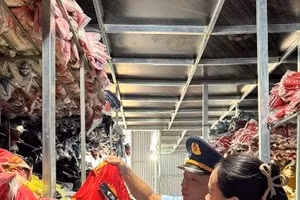 Ảnh: Cơ quan chức năng kiểm tra phát hiện 35.300 bộ quần áo giả nhãn hiệu.