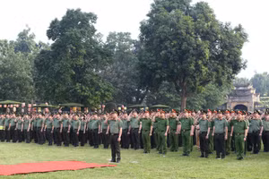 Lễ chào cờ của Công an TP Hà Nội.