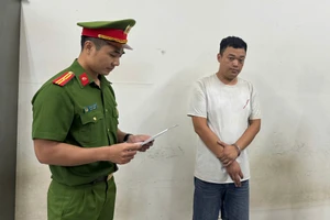 Thái Ngọc Anh tại cơ quan Công an.