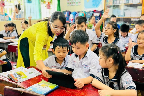 Giờ học của học sinh Trường Tiểu học Thuận Kiều. Ảnh: MA