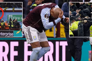 Chùm ảnh: Sao Aston Villa bị ném trúng đầu ở Europa League 