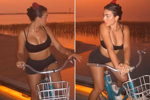 Hôn thê Ronaldo quyến rũ trên xe đạp