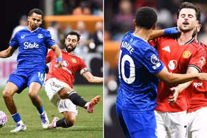 Cận cảnh màn xô xát của thủ quân Man Utd với sao Everton 