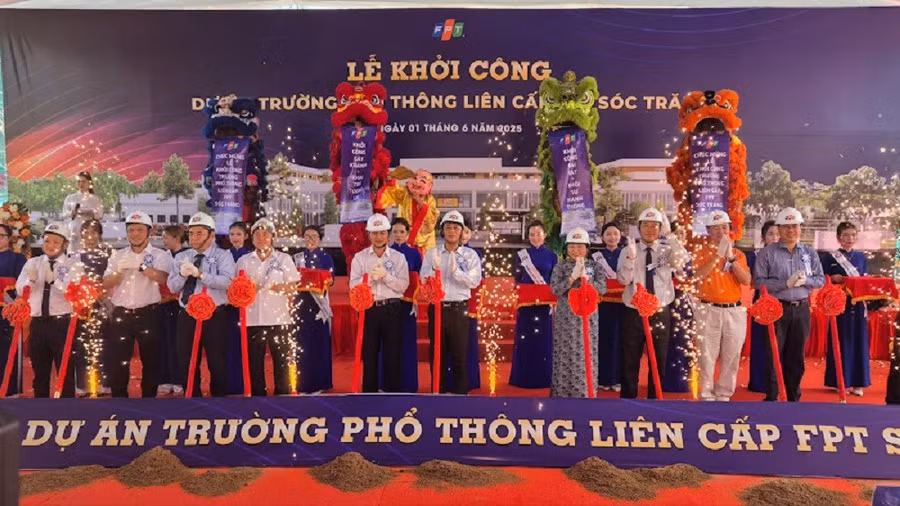Nghi thức khởi công công trình Trường phổ thông liên cấp FPT Sóc Trăng.