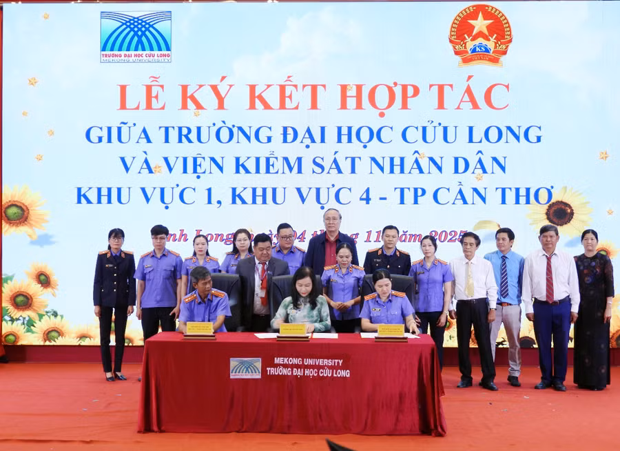 Trường ĐH Cửu Long cùng Viện Kiểm sát nhân dân Khu vực 1 và Khu vực 4 ký Bản ghi nhớ hợp tác.