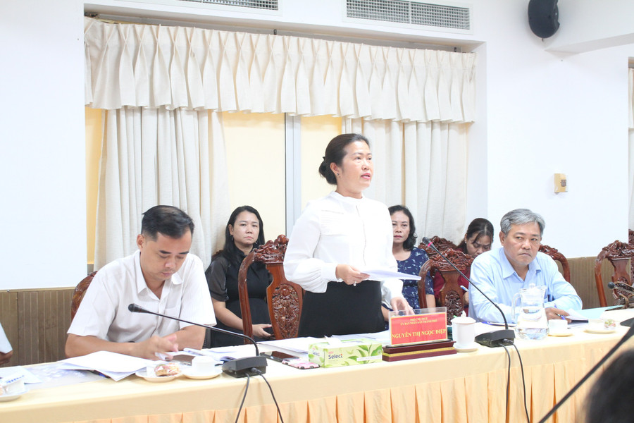 Bà Nguyễn Thị Ngọc Điệp, Phó Chủ tịch UBND TP Cần Thơ phát biểu kết luận cuộc họp. can-tho-hop-bcd-thi-4.jpg
