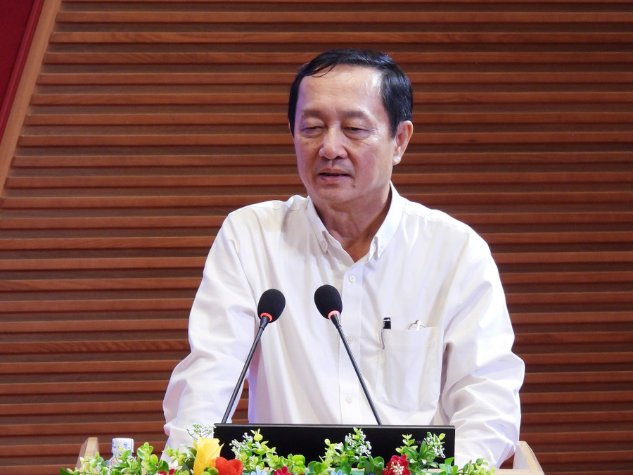 Ông Huỳnh Thành Đạt - Ủy viên Trung ương Đảng, Phó Trưởng ban Ban Tuyên giáo và Dân vận Trung ương phát biểu chỉ đạo tại buổi làm việc. dhcl-khao-sat-3.jpg