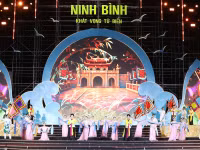 Tiết mục nghệ thuật tại Lễ công bố Bộ nhận diện thương hiệu Khu du lịch Giao Ninh.