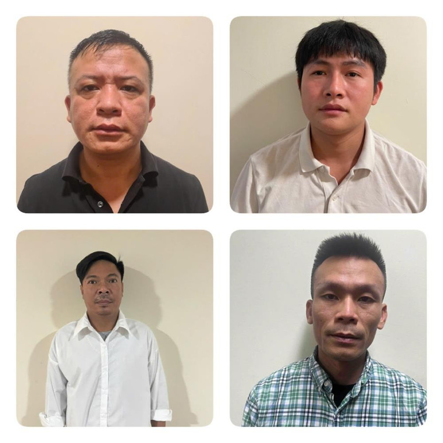 Các bị cáo từ trái sang, trên xuống: Trần Minh Tiệp, Phùng Văn Lương, Nguyễn Văn Hà, Trần Đình Quý. img-7910.jpg
