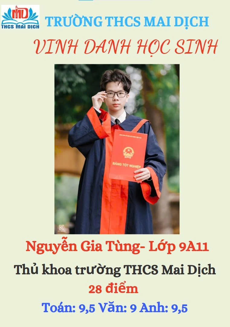 Học sinh thủ khoa Trường THCS Mai Dịch. z6773961865040-63be17ae3efafe419db73ba4c9d8efc1-1.jpg
