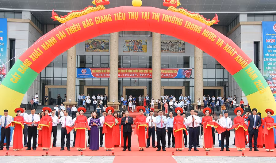 Lễ cắt băng xuất hành vải thiều Bắc Giang tiêu thụ tại các thị trường trong nước và xuất khẩu.