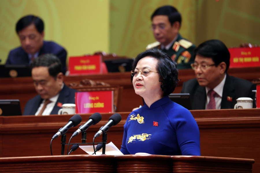 Đồng chí Phạm Thị Thanh Trà, Phó Thủ tướng Chính phủ trình bày tham luận. Ảnh: TTXVN