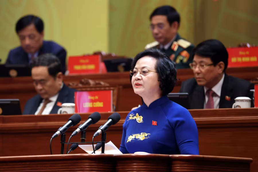Đồng chí Phạm Thị Thanh Trà, Phó Thủ tướng Chính phủ trình bày tham luận. Ảnh: TTXVN
