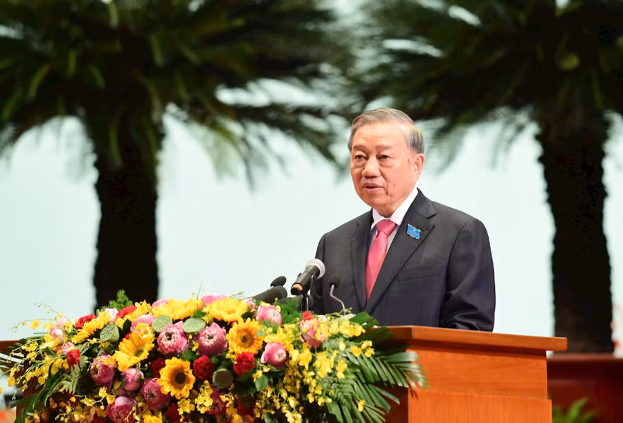 Tổng Bí thư Tô Lâm phát biểu chỉ đạo Đại hội đại biểu Đảng bộ TP Hà Nội lần thứ XVIII (Ảnh VT).