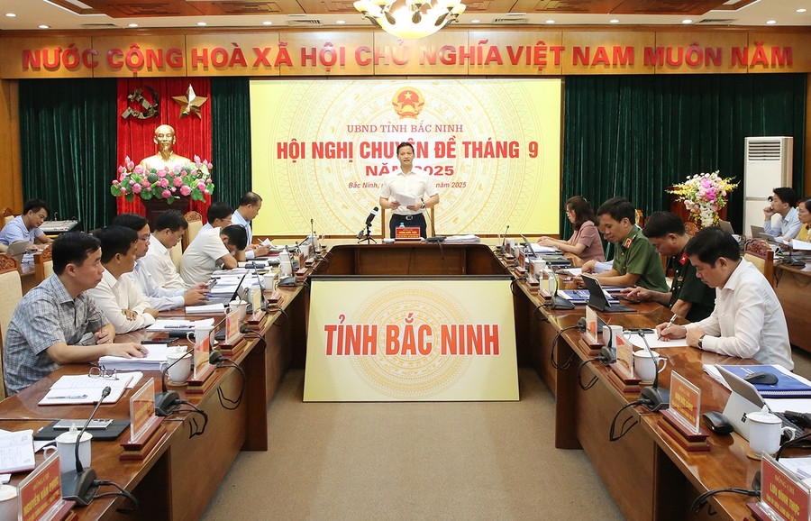 Chủ tịch UBND tỉnh Bắc Ninh Vương Quốc Tuấn phát biểu chỉ đạo hội nghị. 23-9.jpg