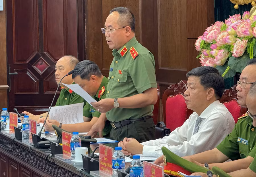 Trung tướng Nguyễn Thanh Tùng, Giám đốc Công an TP Hà Nội phát biểu. (Ảnh: HT).