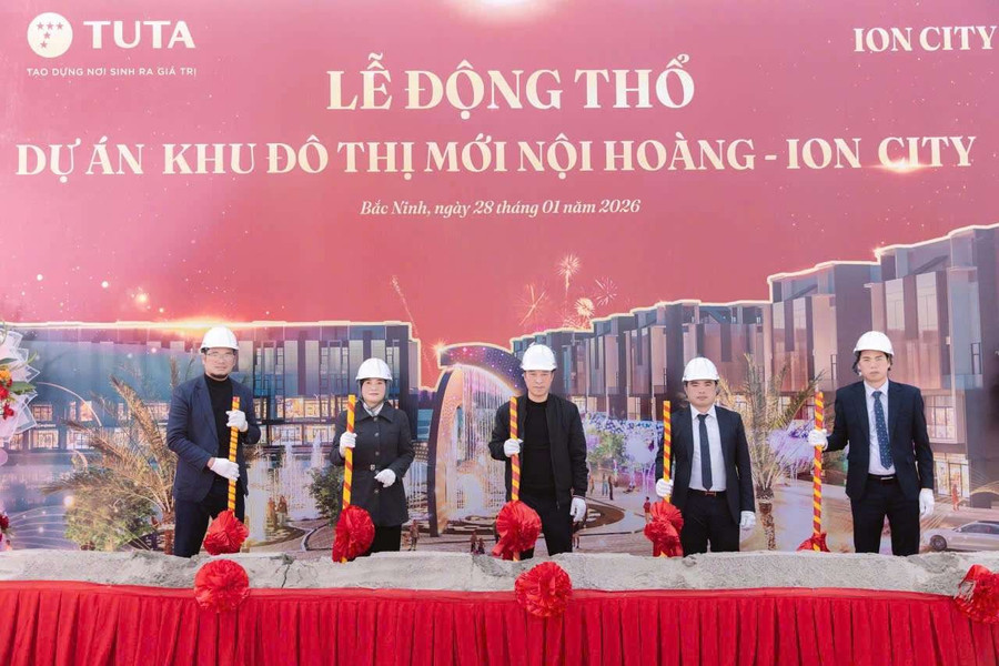 Lễ động thổ KĐT mới Nội Hoàng - Ion City rộng 90ha, tổng vốn đầu tư khoảng 10.000 tỷ đồng. Ảnh: Tuta