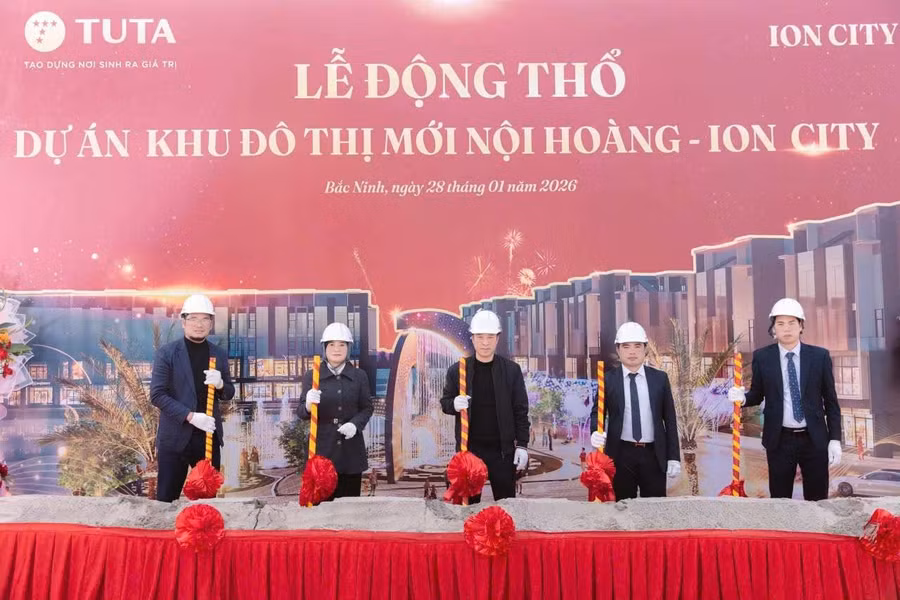 Lễ động thổ KĐT mới Nội Hoàng - Ion City rộng 90ha, tổng vốn đầu tư khoảng 10.000 tỷ đồng. Ảnh: Tuta