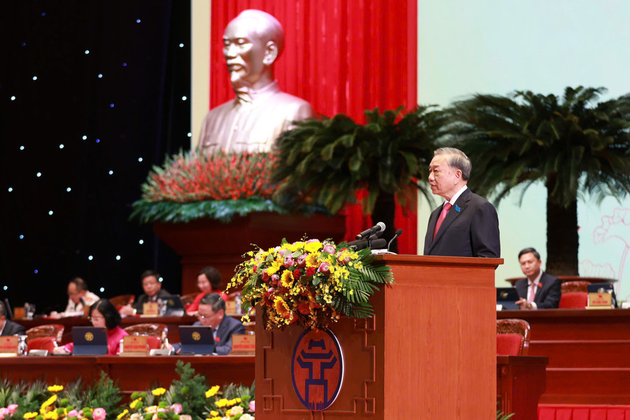 Tổng Bí thư Tô Lâm phát biểu chỉ đạo Đại hội đại biểu Đảng bộ TP Hà Nội lần thứ XVIII. tl-2.jpg