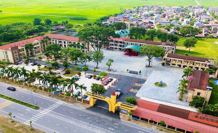 Trường THPT Yên Dũng số 1 nhìn từ trên cao.