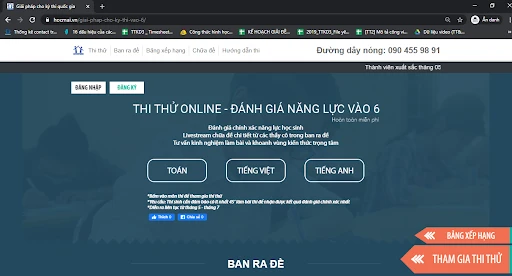 Thi thử trực tuyến miễn phí dành cho học sinh ôn thi vào lớp 6