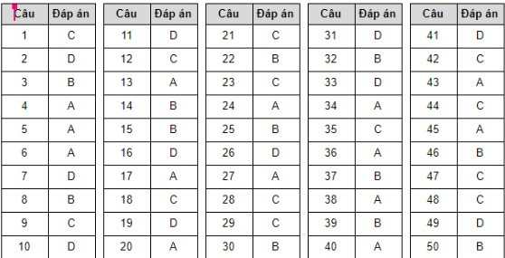Gợi ý đáp án đề thi tham khảo 4 môn thi THPT quốc gia ảnh 3 Gợi ý đáp án đề thi tham khảo 4 môn thi THPT quốc gia ảnh 3