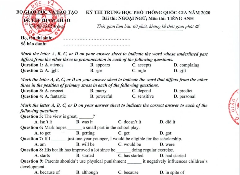 Bí quyết dạy học, ôn thi hiệu quả môn tiếng Anh từ đề tham khảo