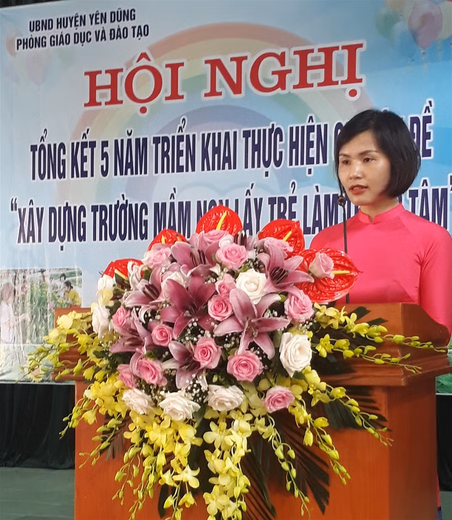 Yên Dũng (Bắc Giang): Tổng kết 5 năm triển khai, thực hiện chuyên đề “Xây dựng trường mầm non lấy trẻ làm trung tâm” ảnh 2