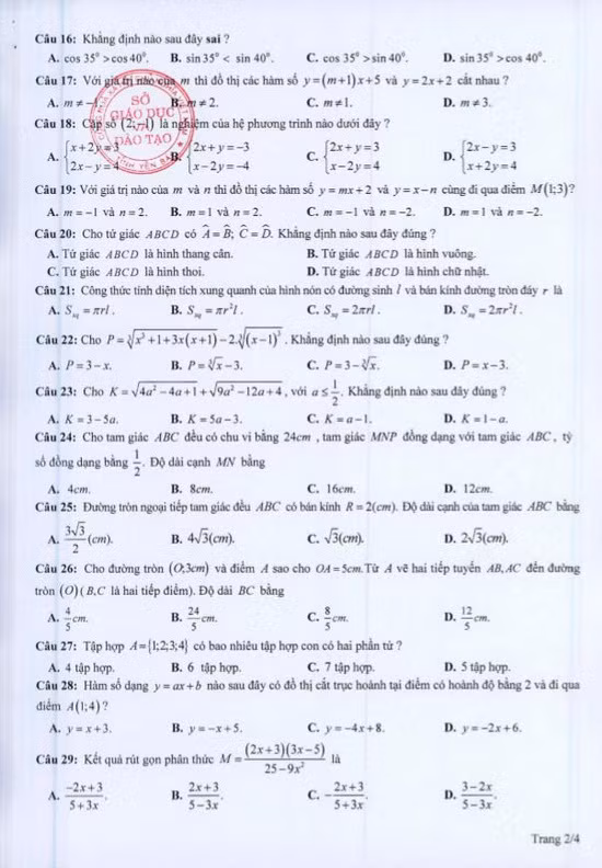 Yên Bái: Ban hành đề thi minh họa kỳ tuyển sinh lớp 10 ảnh 3