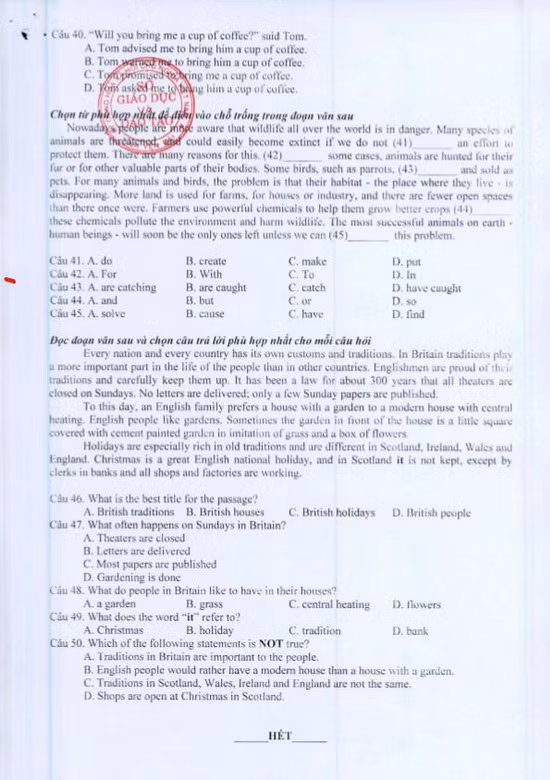Yên Bái: Ban hành đề thi minh họa kỳ tuyển sinh lớp 10 ảnh 8