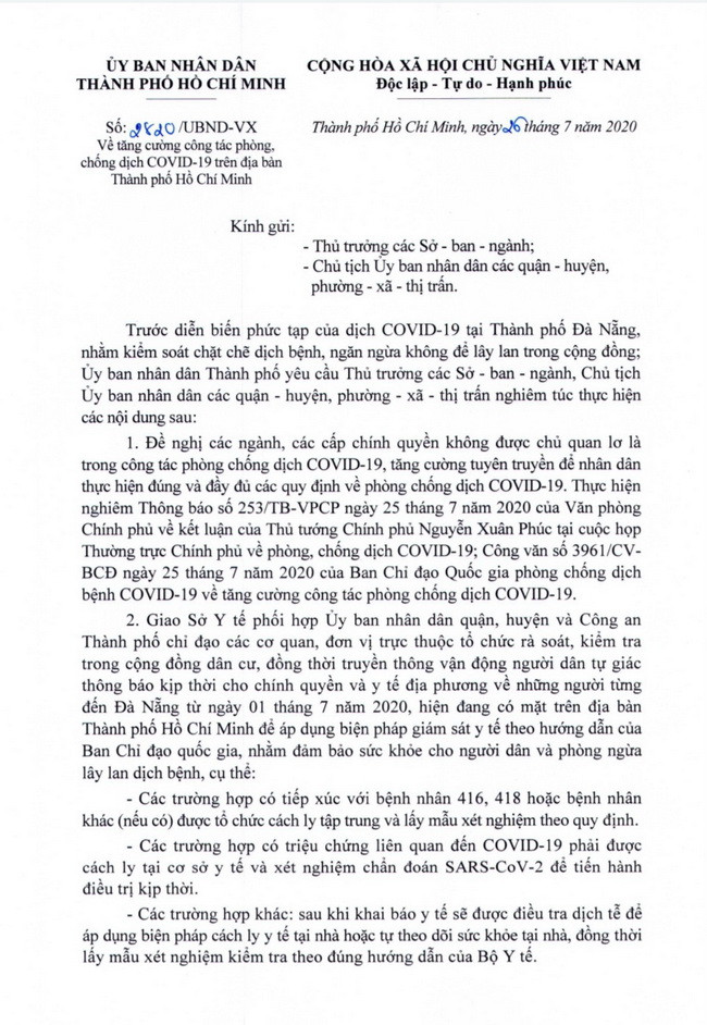 TP.HCM yêu cầu tăng cường công tác phòng,chống dịch Covid-19 ảnh 1 TP.HCM yêu cầu tăng cường công tác phòng,chống dịch Covid-19 ảnh 1