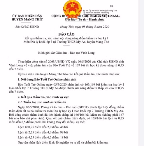 Nâng điểm môn Địa lý tại Vĩnh Long: Trò phải thi lại, thầy chịu kỷ luật ảnh 1