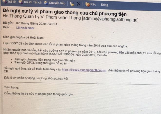 Cảnh báo tin nhắn lừa nộp phạt vi phạm giao thông bằng công nghệ cao ảnh 1 Cảnh báo tin nhắn lừa nộp phạt vi phạm giao thông bằng công nghệ cao ảnh 1