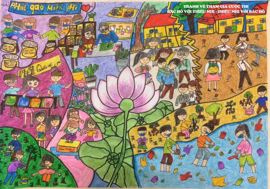 Công bố 20 tác phẩm xuất sắc cuộc thi vẽ tranh “Bác Hồ với thiếu nhi - Thiếu nhi với Bác Hồ” ảnh 16