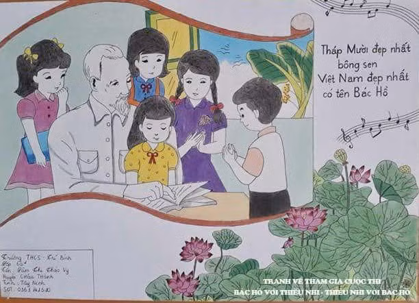 Những tác phẩm đẹp của thiếu nhi vẽ tranh về Bác Hồ ảnh 19