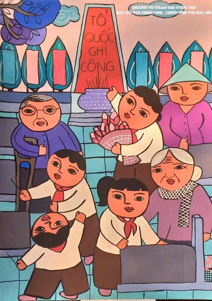 Công bố 20 tác phẩm xuất sắc cuộc thi vẽ tranh “Bác Hồ với thiếu nhi - Thiếu nhi với Bác Hồ” ảnh 9
