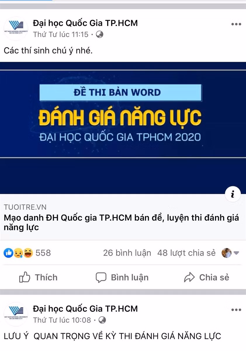 Tài liệu liên quan tới kỳ thi đánh giá năng lực của ĐHQG TP.HCM đều là mạo danh ảnh 1