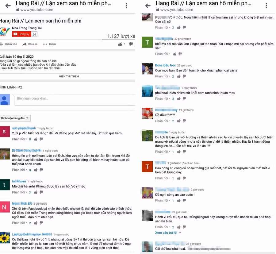 Phản cảm hình ảnh hướng dẫn viên bẻ san hô tại điểm du lịch Hang Rái ảnh 1