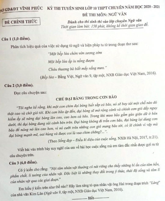 Đề thi vào lớp 10 Chuyên Vĩnh Phúc: Phân hóa rõ lựa chọn thí sinh ảnh 4 Đề thi vào lớp 10 Chuyên Vĩnh Phúc: Phân hóa rõ lựa chọn thí sinh ảnh 4