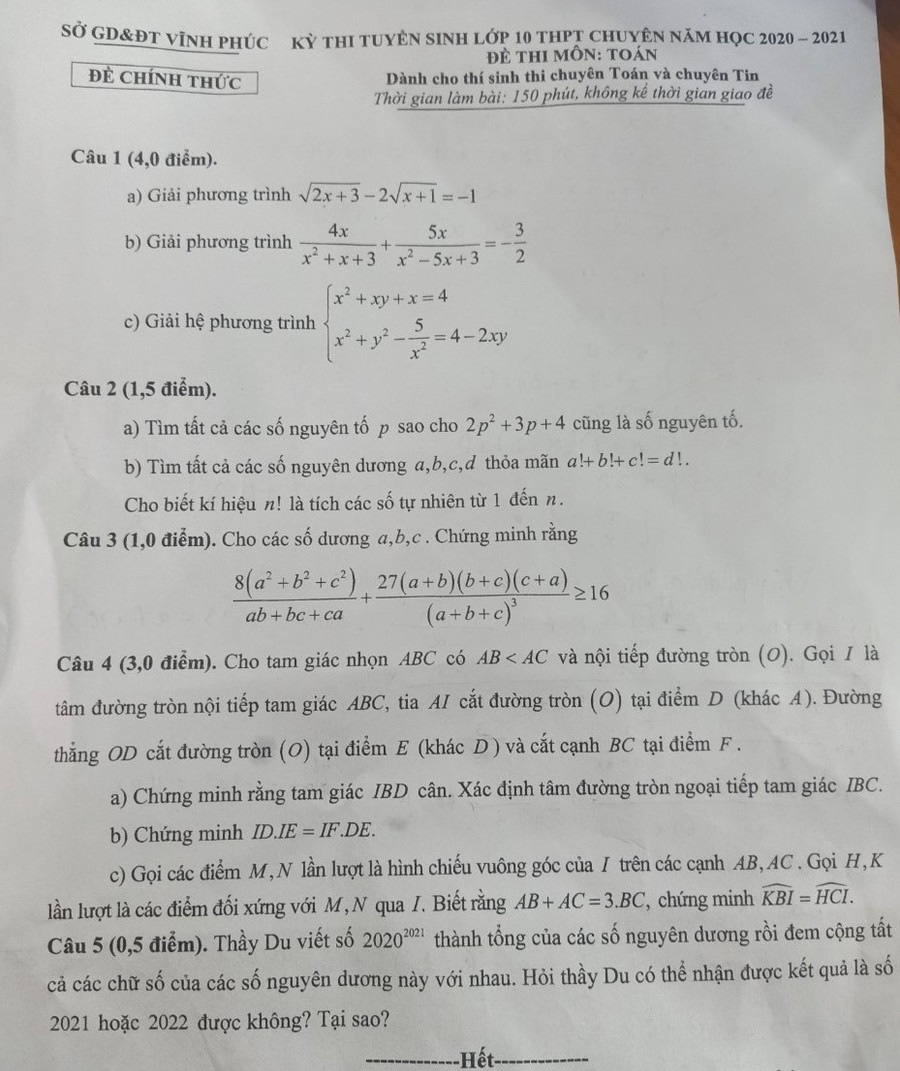 Đề thi vào lớp 10 Chuyên Vĩnh Phúc: Phân hóa rõ lựa chọn thí sinh ảnh 3 Đề thi vào lớp 10 Chuyên Vĩnh Phúc: Phân hóa rõ lựa chọn thí sinh ảnh 3