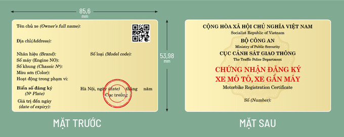 Giấy đăng ký xe sẽ làm bằng nhựa có mã QR
