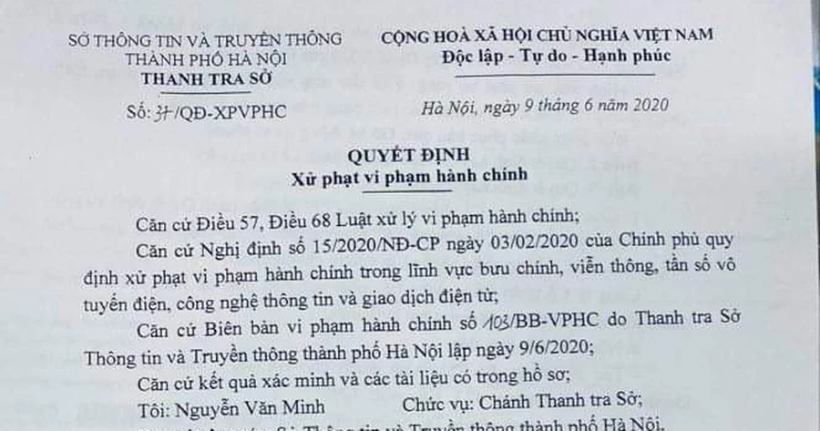 Bị phạt 25 triệu đồng vì đưa tin sai sự thật về Thứ trưởng Bộ Công an