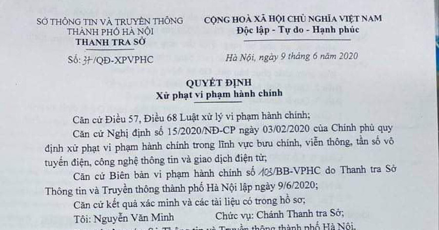 Bị phạt 25 triệu đồng vì đưa tin sai sự thật về Thứ trưởng Bộ Công an