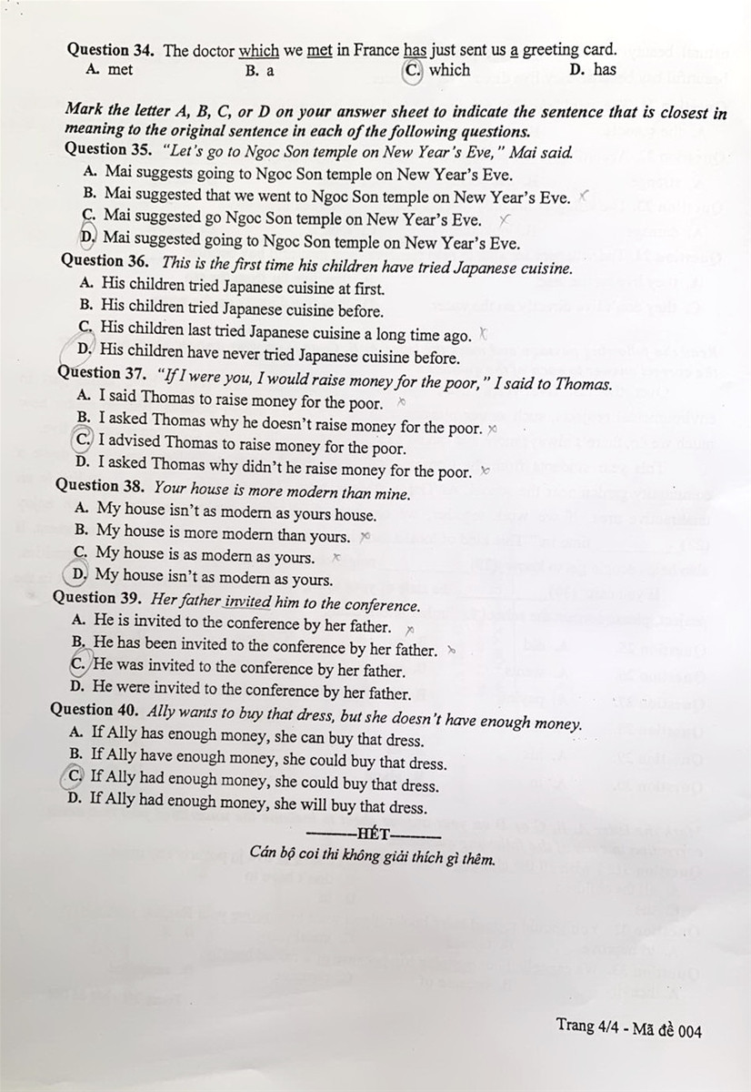 Đề thi tiếng Anh vào 10 Hà Nội: Nhiều học sinh sẽ đạt điểm 10 ảnh 4