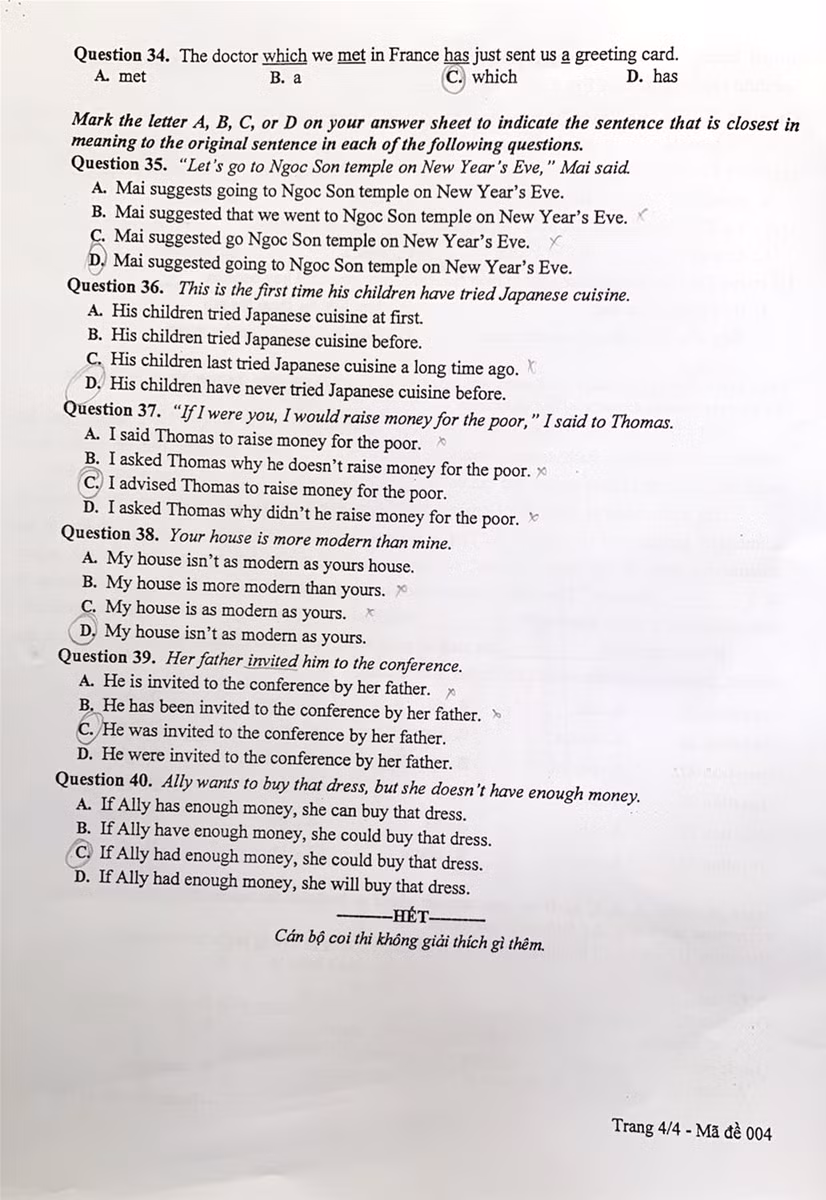 Đề thi tiếng Anh vào 10 Hà Nội: Nhiều học sinh sẽ đạt điểm 10 ảnh 4