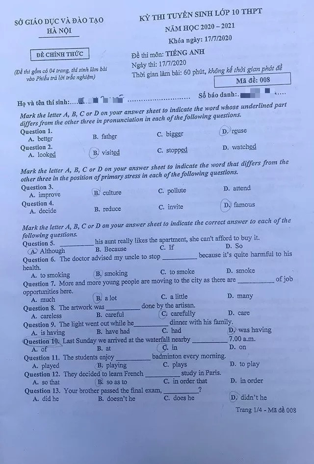 Đề thi tiếng Anh vào 10 Hà Nội: Nhiều học sinh sẽ đạt điểm 10 ảnh 5
