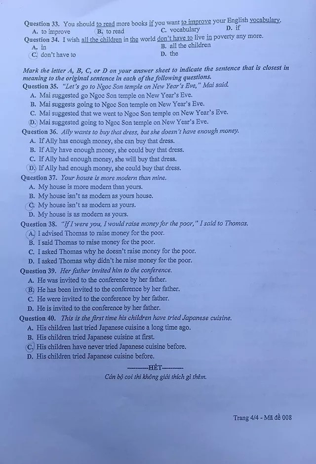 Đề thi tiếng Anh vào 10 Hà Nội: Nhiều học sinh sẽ đạt điểm 10 ảnh 8