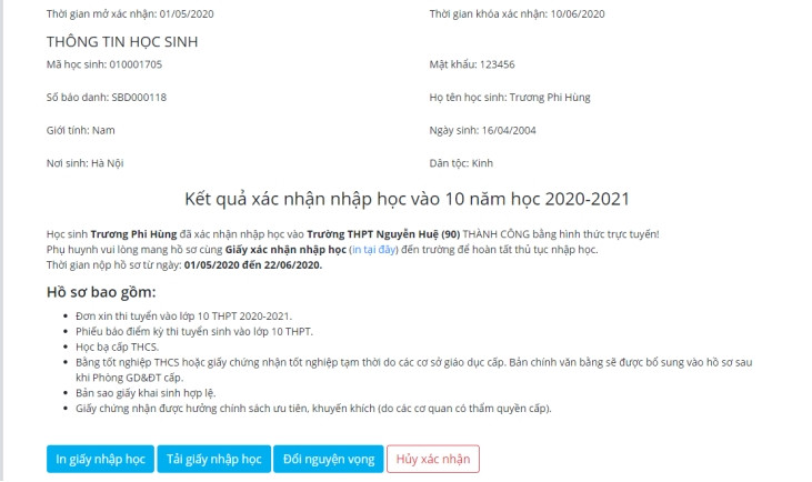 Xác nhận nhập học sau khi trúng tuyển lớp 10 tại Hà Nội như thế nào? ảnh 7 Xác nhận nhập học sau khi trúng tuyển lớp 10 tại Hà Nội như thế nào? ảnh 7